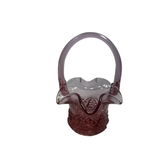 Vintage Fenton Colonial Button & Arch Basket Ruffled Edge Pink Dusty Rose MCM - Picture 10 of 10